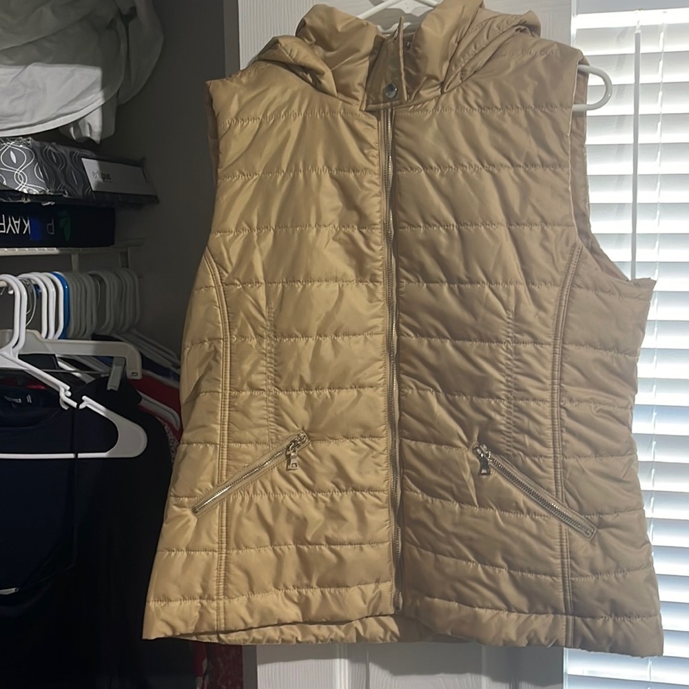 Khaki Hooded Puffer Vest